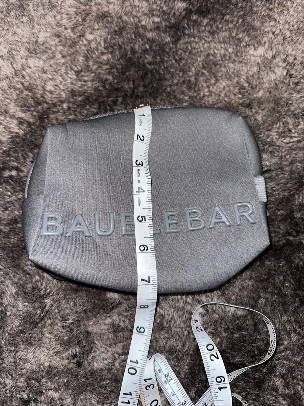 BaubleBar Heather Gray Neoprene Take It Away Storage Pouch Travel Cosmetic Bag